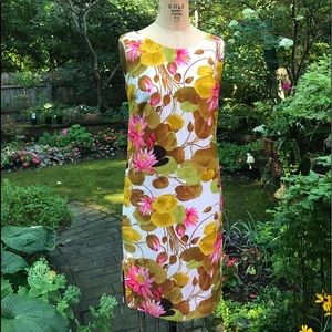 Vintage Tropical Print Shift Dress